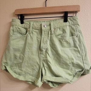 Green checkered target shorts